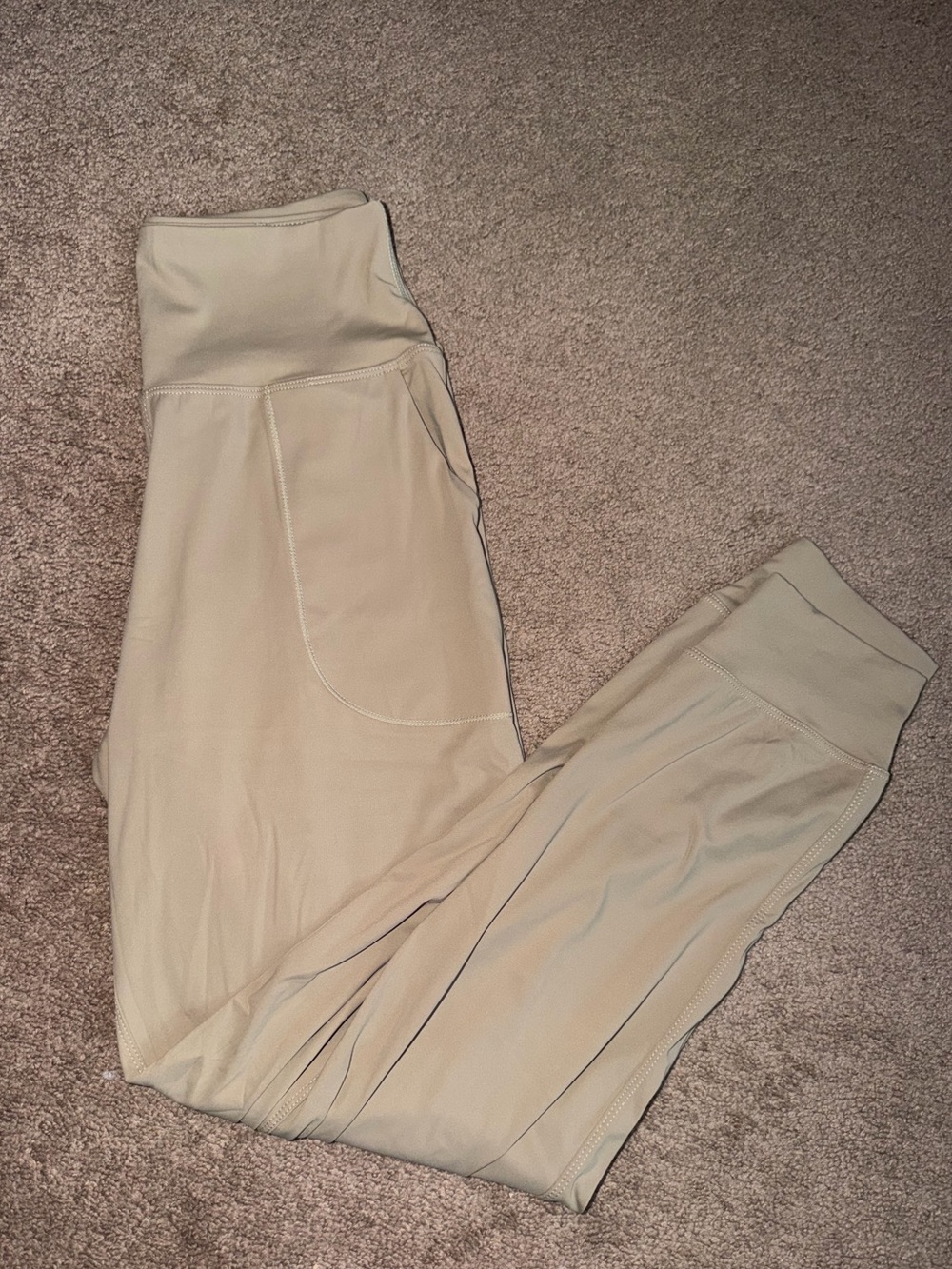High-Waist Khaki/Cream Joggers